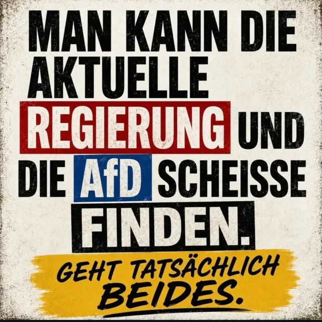 Merz, wegtreten.

​Kommas sind manchmal wichtiger, als man denkt.

​Ich höre vom Kanzler zweiter Wahl und der Kompetenzattrappe der CDU seit Monaten vor allem eines: Abwertung, Belehrung und Beleidigungen.

​Wer große Teile der Bevölkerung gegen sich aufbringt und derart schlechte Umfragewerte hat, sollte sich fragen, ob er noch der Richtige für dieses Amt ist.

​Vielleicht ist es Zeit, zur Seite zu treten und Platz zu machen. Für jemanden, der Menschen mit Respekt begegnet und das Amt mit Anstand und Verantwortung ausfüllt.

​Aber Rechtsextreme sind auch nicht die Lösung.

#afd #heimat #Wahrheit #SachsenAnhalt #merz

Repost von @karlheinzskorwider