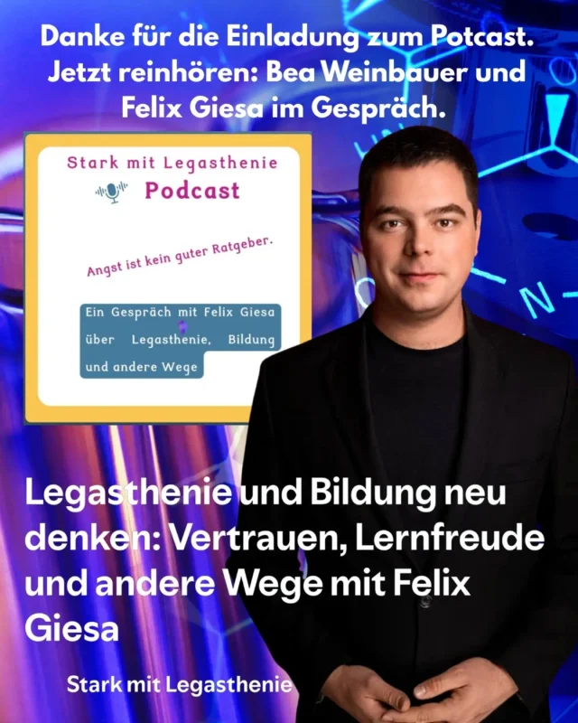 „Angst ist kein guter Ratgeber“ – Neue Podcast-Folge ist online „Stark mit Legasthenie“! 🎙️✨

​Bildung verläuft selten schnurgerade. Ich bin selbst Legastheniker und mein Weg zeigt genau das: Erst eine solide Ausbildung zum Kaufmann im Einzelhandel und mehrere Jahre Praxis im Beruf – und erst später das Studium: zunächst der Bachelor in Lebensmitteltechnologie und danach der Master in Nachhaltiger Energie- und Prozesstechnik.
​Genau aus dieser Praxiserfahrung heraus ist gute und gerechte Bildung mein absolutes Herzensthema! Im Podcast „Stark mit Legasthenie“ habe ich mit Bea Weinbauer darüber gesprochen, wie Schule heute funktioniert und wie wir sie grundlegend besser machen müssen.

​Meine Vision & worüber wir gesprochen haben:

​🏫 Dreigliedriges Schulsystem an den Nagel hängen: Frühes Aussortieren nach der vierten Klasse ist völlig aus der Zeit gefallen und verbaut Zukunftschancen.

​💡 Fördern, wo die Stärken liegen: Schülerinnen und Schüler genau dort abholen und stärken, wo sie stehen – mit Vertrauen, Förderung und echter Lernfreude statt starrem Notendruck.

​🛣️ Praxis als Stärke: Warum Umwege über eine Berufsausbildung keine Zeitverschwendung sind, sondern ein Fundament fürs spätere Leben und Studium.

​Ein großes Dankeschön an Bea für die Einladung und den offenen Austausch!

​🎧 Jetzt reinhören: Sucht einfach auf Spotify oder überall, wo es Podcasts gibt, nach „Stark mit Legasthenie“ und hört in die Folge mit mir rein!

​💬 Sollten wir das dreigliedrige Schulsystem endlich abschaffen? Wie habt ihr eure Schulzeit erlebt? Schreibt es mir gerne in die Kommentare! 👇

​#StarkMitLegasthenie #Podcast
@stark.mit.legasthenie